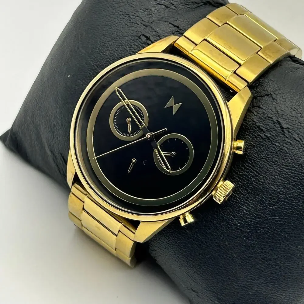 MVMT Powerlane Watch Gold-tone St. Steel Sleek Black Chronograph Dial